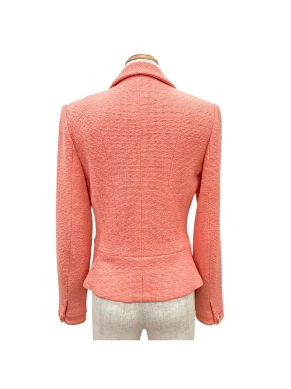 Chanel Vintage 95c Wool CC Logo Mirror Button Short Jacket Pink 40 French